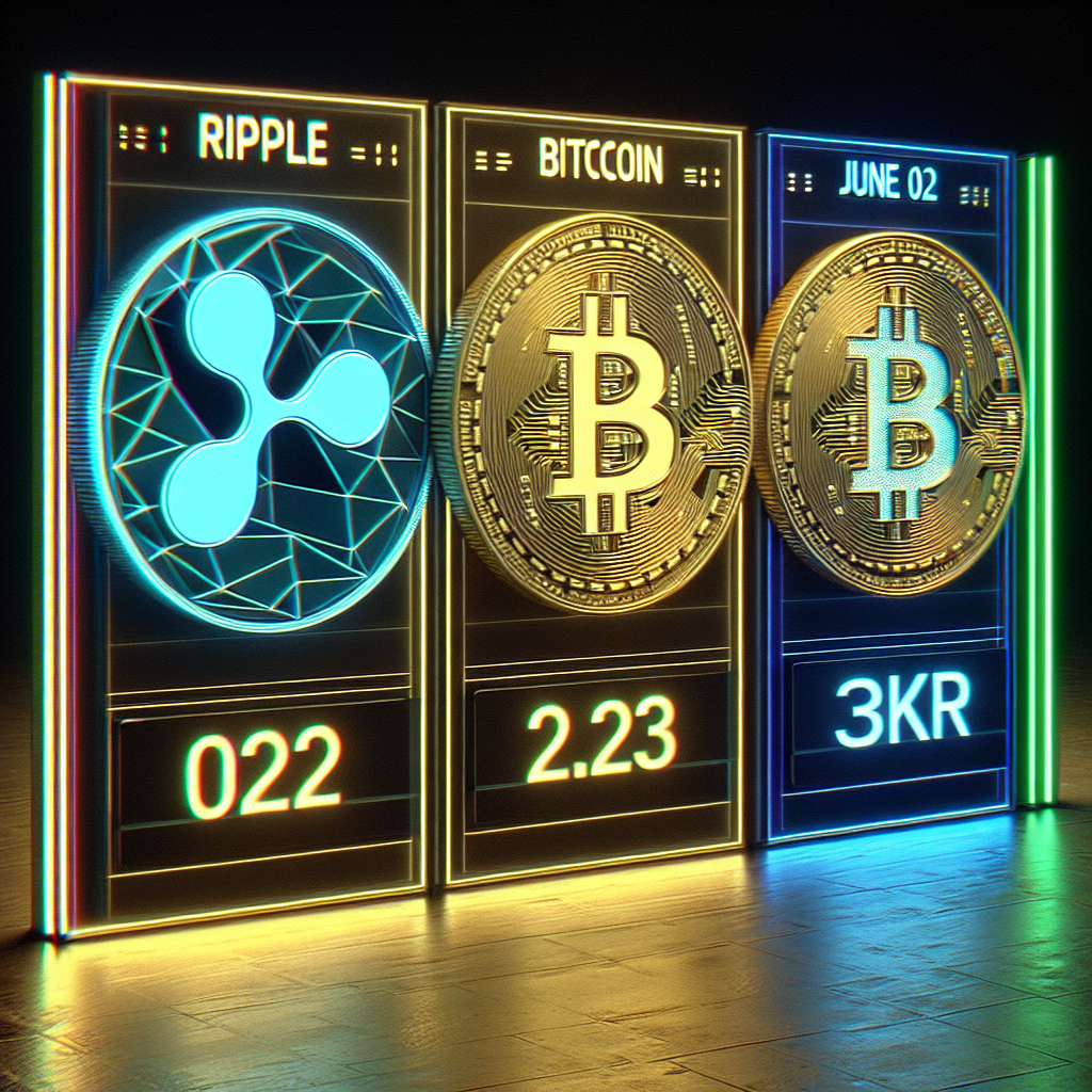 Representation of Latest Cryptocurrency Prices in PKR: Ripple (XRP), Bitcoin (BTC), and Dogecoin (DOGE) – June 02, 2025